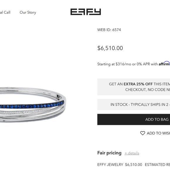 EFFY Royale Bleu 14K White Gold Blue Sapphire & Diamond Bangle, 1.47 TCW - Picture 8 of 8